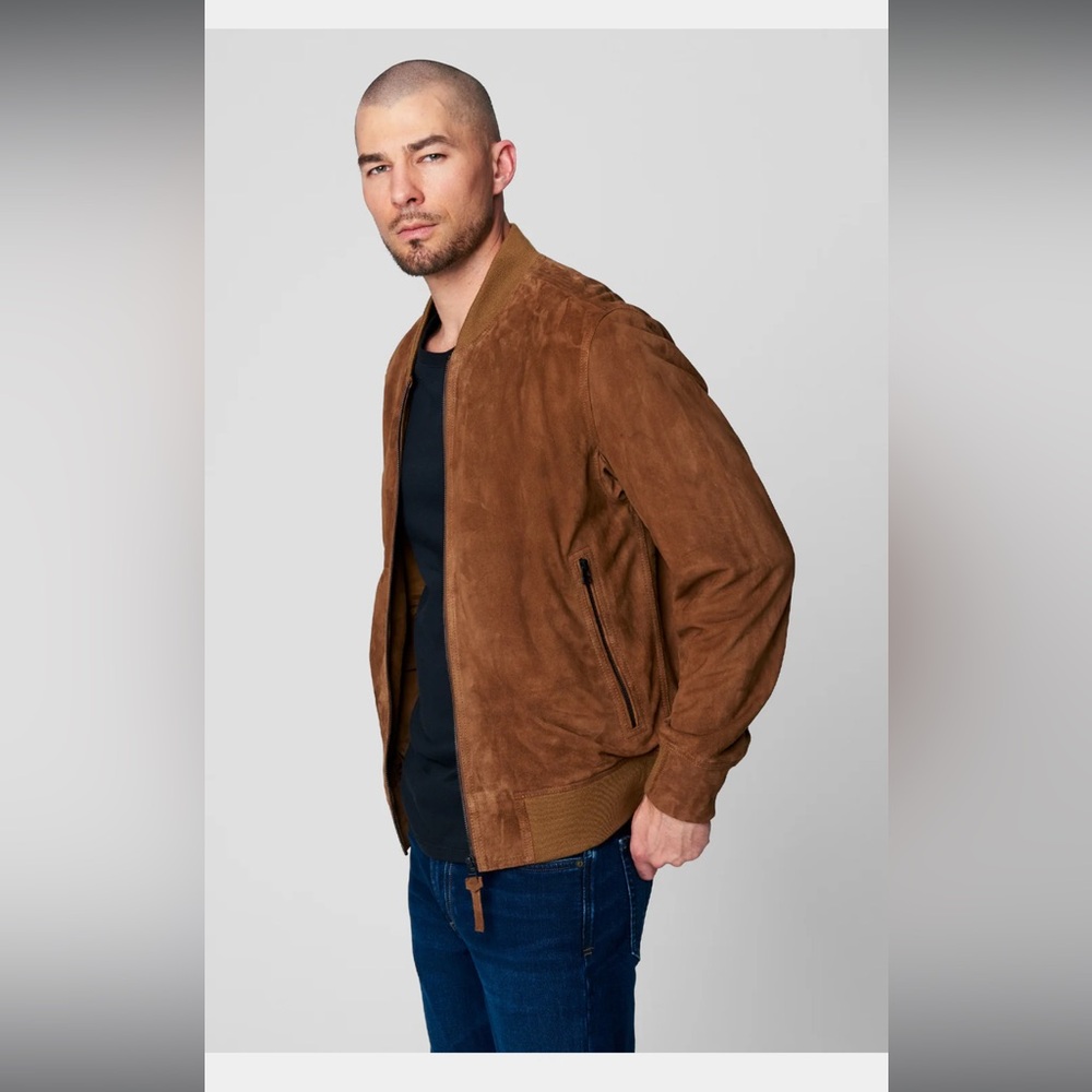 NWT Blank NYC Men’s Quick Action 100% Goatskin Leather Bomber Jacket - Picture 4 of 10